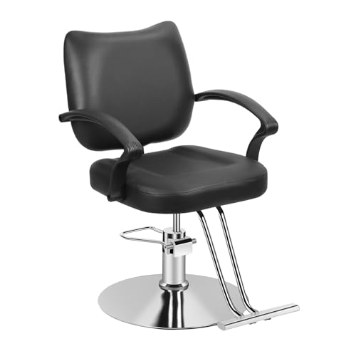 Fukursul Silla de peluquería robusta giratoria de 360 grados con bomba hidráulica, silla estilista, carga máxima 330 LB - Equipo ideal para salones de belleza y negro
