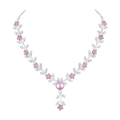 Image of Atasi International American Diamond Style Silver Plated Necklace with Earrings Jewellery Set for Women - Perfect for Party, Wedding, and Engagement