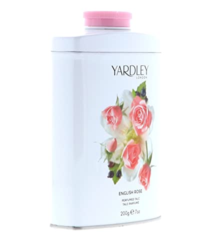 Yardley Talco perfumado de rosa inglês de Londres, 200 ml, feito na Inglaterra - Nova fórmula