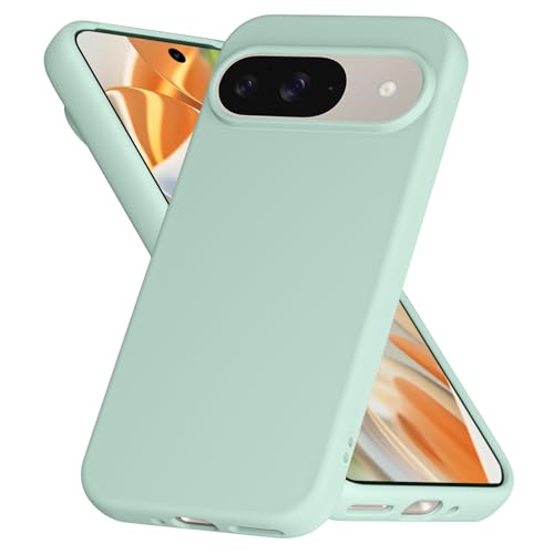 Image of Tobfit Silicone Case for Google Pixel 9 & Google Pixel 9 Pro - Soft Flexible Skin-Friendly Shockproof Protective Matte Cover - Light Green