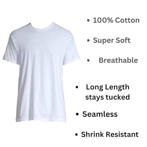 Stafford 4-Pack Men's XXL Crewneck T-Shirts, White, Soft 100% Cotton Plain Undershirts, Stay Tucked, Breathable, Tagless, 2XL Crew Necks Multipack, Casual Fit2