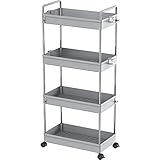 Ronlap 4 Tier Classic Storage Rolling Cart, Slim Storage Cart with Wheels Slide Out Storage Rolling...