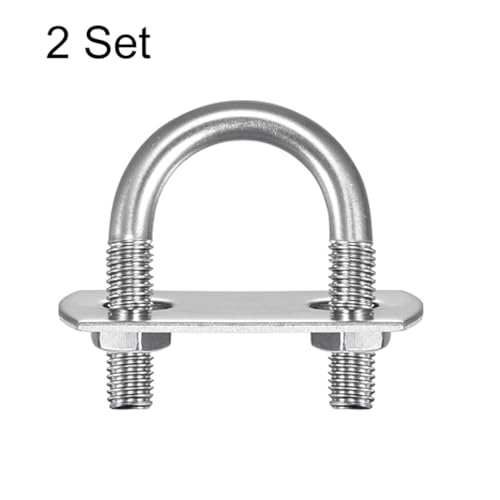 Image of TA-VIGOR 2 Sets M6 Round U Bolts, 18mm Inner Width 36mm Length 304 Stainless Steel U Bolts with Nut, Plate, Washer for Attaching Pipe, Conduit, Cable, Tube, Brackets, Boat and Trailer