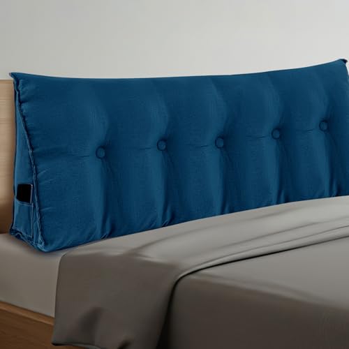Wenqik Almohada de cuña triangular para dormitorio, cabecero de cama, respaldo de lectura, respaldo de espalda, almohada larga con funda extraíble para suministros de dormitorio (Queen (59 x 20 x 8
