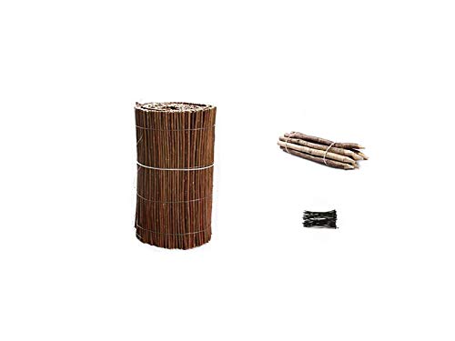 Damian-Wiklina Weidenmatte Beeteinfassung Weide Rasenkante Weidenzaun 3m Rollboarder Beetbegrenzung Weiden Zaun Länge 300cm Höhe wählbar (H 40 x 300 cm)
