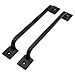 Black Cast Iron Pull Handles 9 inch (Squared Base, Set of 2) - Cabinet Door Handles, Gate Handle Pull, Barn Door Hardware, Grab Handles