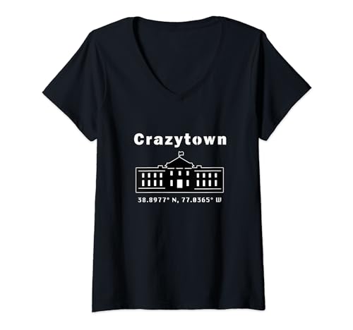 Photo de Femme Crazytown T-shirt Maison Blanche | Crazy Capitol Town Shirt T-Shirt avec Col en V