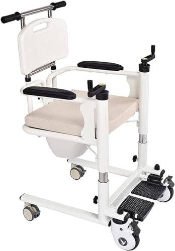 Silla de baño Plegable Máquina de Transferencia de elevación de Pacientes de autoservicio con Asiento Suave y Asiento de Inodoro,Asientos de Ducha para bañera para discapacitados para Adulto