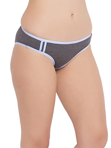 Image of Clovia Women's Cotton Low Waist Bikini Panty in Grey
