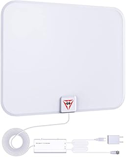 Gesobyte Amplified HD Digital TV Antenna Long 250 Miles Range - Support 4K 1080p Fire tv Stick and All Older TV's - Indoor Smart Switch Amplifier Signal Booster - 18ft Coax HDTV Cable/AC Adapter