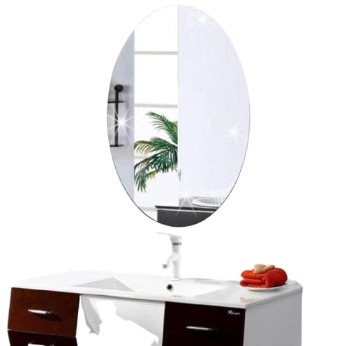 Oval Shape Adhesive Mirror Sticker | Unbreakable Plastic Wall Mirror | Mirror Stickers for Home Decoration-image-32