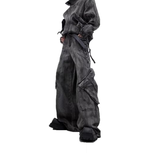 Jeans for Men Baggy High Waisted Trendy Streetwear Wide Leg Denim Cargo Pants2