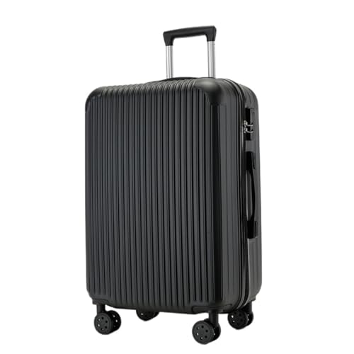 Suitcase Fashionable Zipper Suitcase 22-inch Trolley Case Universal Wheel Boarding Code Box Large Capacity Suitcase Suitcase Tags(Black)