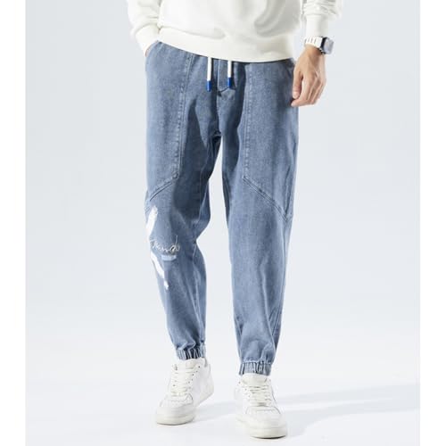XYGJZ Jean Joggers for Men Loose Fit Sports Casual Denim Trousers Streetwear4