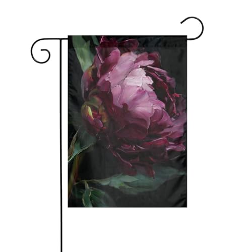 Dark Burgundy Peony Garden Flag 12x18 Vertical Double Sided Farmhouse Holiday Outside Decorations Yard Flag