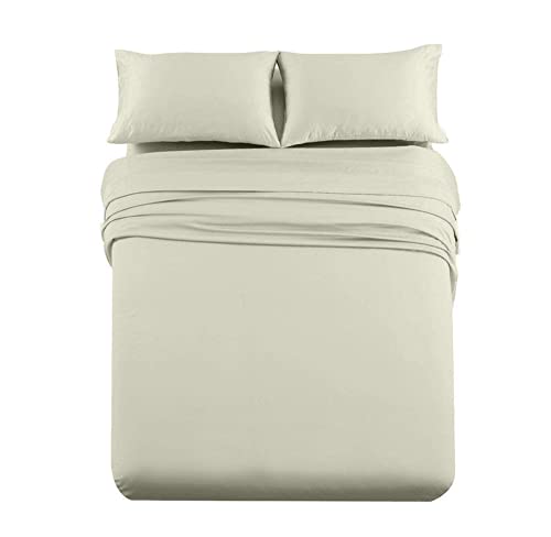 Image of Cottingon Rv King 72 X 80 4 Piece Bed Sheet Set for Campers, Luxury Soft Microfiber fits 6 to 10 Inches Deep RV Mattress, Ivory