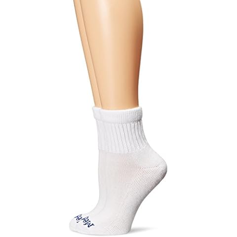 MediPeds womens Peds Quarter With Non-binding Funnel Top 2 Pairs diabetic socks and shoe insoles, White, 7 10 US Cover