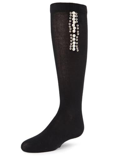 MeMoi Pearls and Stripes Jeweled Girls Knee High Socks