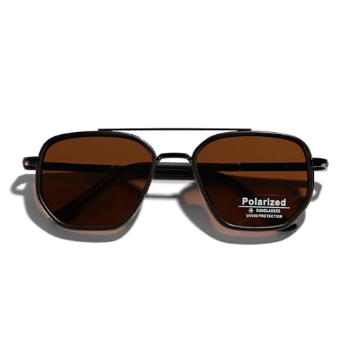 TR90 Polarised Sunglasses Retro Square Flattop Sunglasses Double Bridge Full Frame UV400 Lens Glasses2