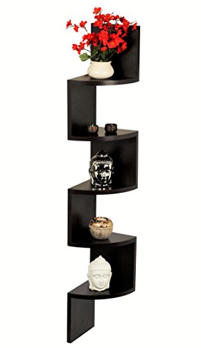 BLUEWUD Morpheus Engineered Wood Wall Decor Corner Shelves/Zig Zag Display Rack