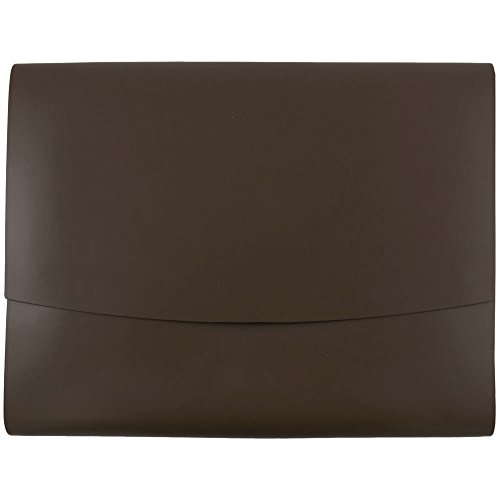 JAM PAPER Italian Leather Portfolios with Snap Closure - 10 1/2 x 13 x 3/4- Dark Brown - 12/Pack
