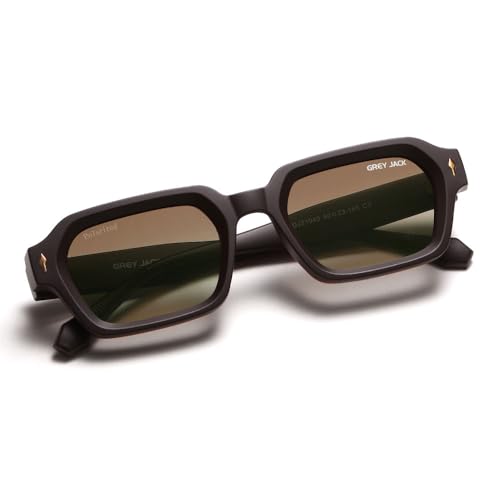 Image of grey jack TR90 Rectangle Polarized Sunglasses for Men Women,Stylish Full Rim Eyewear for UV Protection 21040