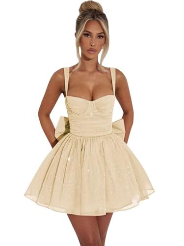 Sparkly Tulle Homecoming Dresses for Teens Sweetheart Short Corset Formal Mini Cocktail Prom Dress with Bow