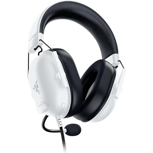 Razer BlackShark V2 X (PlayStation) - Casque e-Sport Filaire pour Console PlayStation 5 (250g, Microphone cardioïde, Haut-parleurs 50mm, Annulation Passive du Bruit, Jack 3.5mm) Blanc