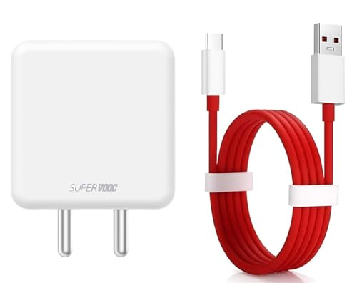 Image of Zybux 80W SuperVooc Charger with USB to C-Type Cable Combo for OnePlus 13, 13R, Samsung, Realme, Redmi, Nothing, Oppo, Pixel & Other Smartphones |Type-C Charger Supports Dash,Warp, Vooc, Superdart