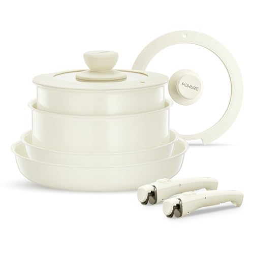 FOHERE Set di Pentole e Padelle Antiaderenti Induzione Alluminio Ceramica