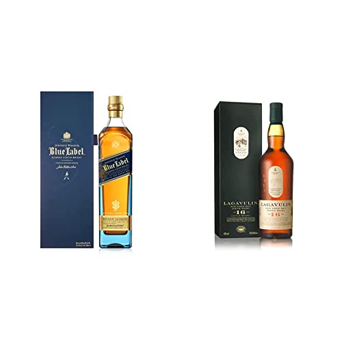 Johnnie Walker Blue Label Blended Scotch Whisky - 700 ml & Lagavulin 16 Anni Scotch Single Malt Whisky con Astuccio - 700 ml