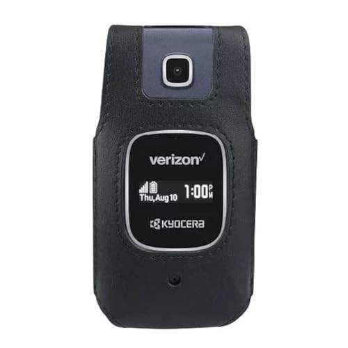 BELTRON Leather Fitted Case for Kyocera Cadence 4G LTE S2720 Verizon Flip Phone - Features: Rotating Belt Clip, Screen & Keypad Protection, Secure Fit - Black