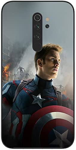 Compatible avec Xiaomi Redmi Note 8 Pro coque Hero avec Captain with America 784, coque ultra fine en TPU souple noire Cover