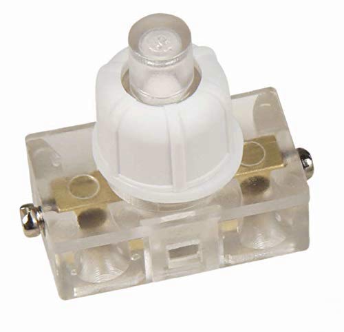 Interrupteur à pression encastrable avec contacts à vis pour lampes et appareils 250 V 2 A Blanc transparent