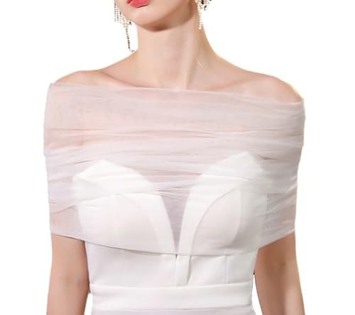 White Tulle Wedding Bridal Shawl Elegant Lace Bridal Shawl Wraps Womens White Wedding Cape Wrap Stole Capelets Scarf Bride