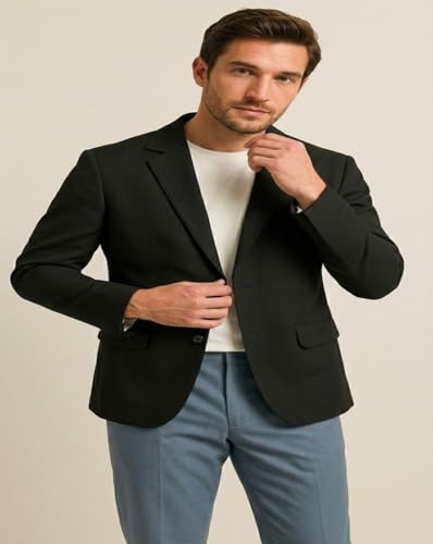 Image of PERFECT PRODUCTIONS Mens Black Blazer Slim Fit, Mens Black Blazer for Advocates