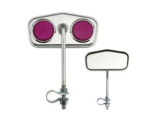 Lowrider Diamond Mirror Chrome Purple Reflectors. Bike Mirror, Bicycle Mirror, Beach Cruiser, Chopper, Limo, Stretch Bike, BMX, Track, Fixie, Mountain Bikes