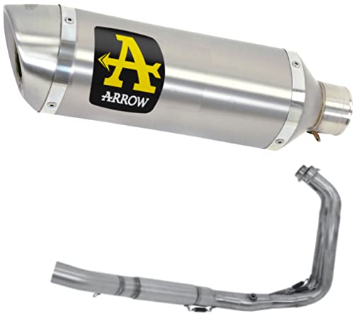 arrow 71817ao+71605kz, schalldämpfer mit krummer, vollständiges system zugelassen kat high thunder aluminium, endkappe edelstahl, kompatibel mit motorrad yamaha tracer 700 2016 2017 mototopgun