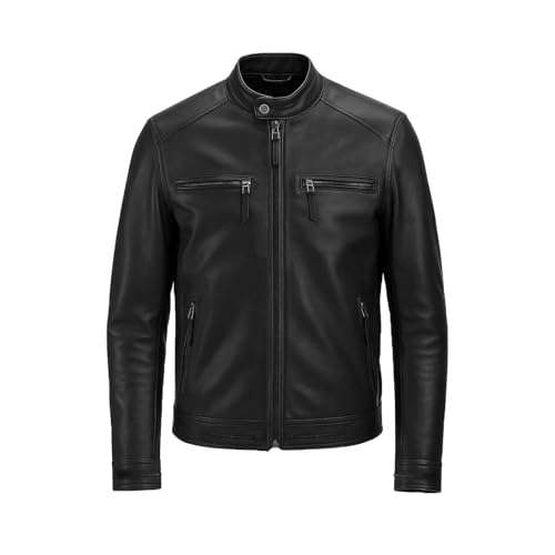Zerimar Chaqueta hombre   Chaqueta de cuero hombre   Cazadora piel hombre   Chaqueta hombre piel   Chaqueta casual Hombre   Chaqueta cuero   Color Negro   Talla M