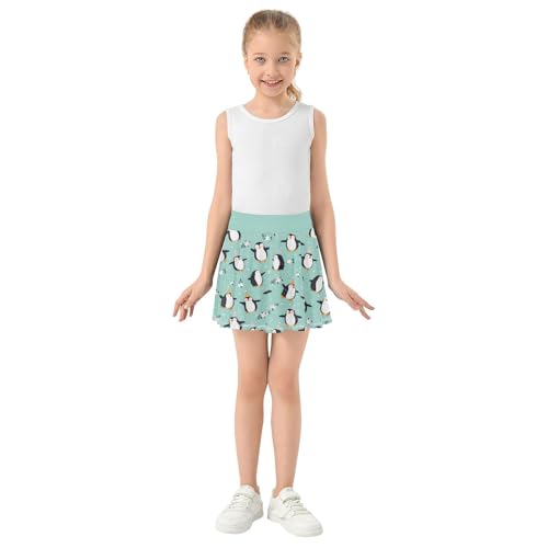 Girls Skorts High Waist Athletic Skirts with Shorts Penguins Stretchy Teens Performance Tennis4