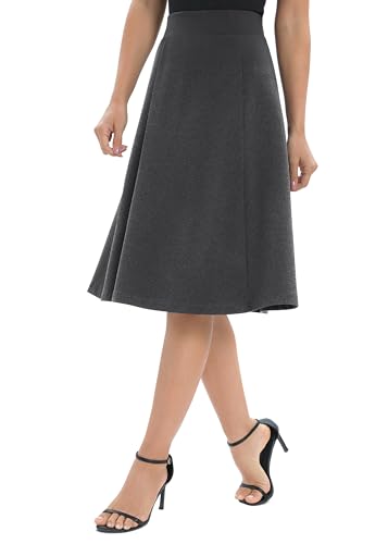 Image of Urban CoCo Women's A-Line Elastic High Waist Flare Work Midi Knee Length Stretchy Skirt