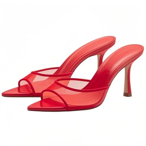 Image of YIYA Women's Open Pointed Peep Toe Mules Kitten Heels Stiletto High Heels Slide Sandals Summer Slip On Backless Dress Spring Summer Pumps Shoes