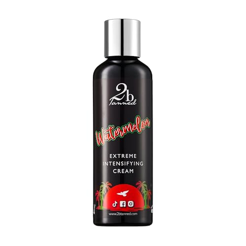 2bTanned Sunbed Tanning Accelerator (200ml) Extreme Intensifying Cream Tan Accelerator for Sun and Sunbed Nourishing Shea Butter-based Tanning Cream with Carrot Seed Oil and Aloe Vera Watermelon