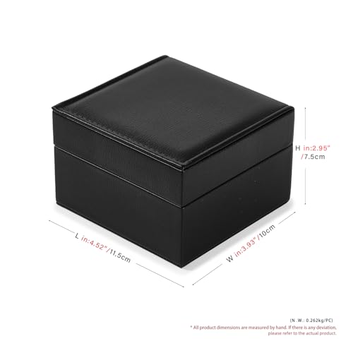 Leather Single Watch Box Watch Travel Case Microfiber Interior Wristwatch Holder Storage Box With Removable Pillow (Black)