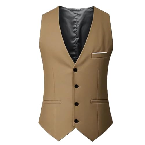 Men's Suit Vest Sleeveless Adjustable Waist Solid Color Business Wedding Vest