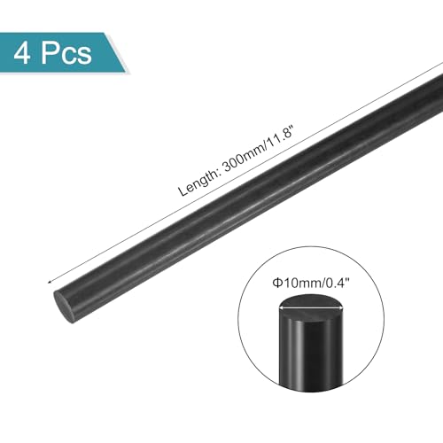 Image of MECCANIXITY ABS Plastic Rod Round Solid Bar 10mm x 300mm Black for DIY Model Material, Architectural Model Making, DIY Sand Table, Pack of 4 Pcs