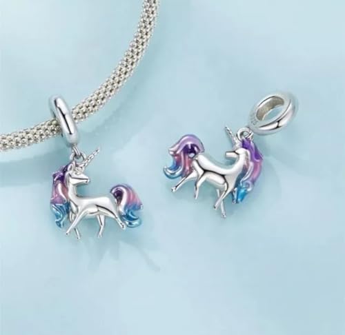 Abalorio colgante unicornio plata ley 925 compatible pulsera dijes mujer 4