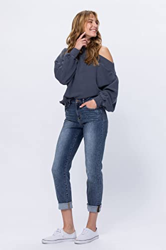 Judy Blue Hi-Rise Bleach Splash Boyfriend Jeans - 82346 (13) Blue4