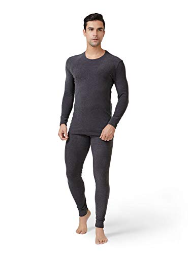 DAVID ARCHY Men's Thermal Underwear Set Winter Warm Base Layers Thermal Top and Bottom Long Johns Set (M, Heather Dark Gray)
