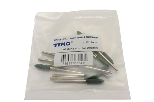 Temo 3122 20 Pc 4 Mm (5/32 Inch) Bullet Rubber Rotary Tool Polishing Burr thumb #2